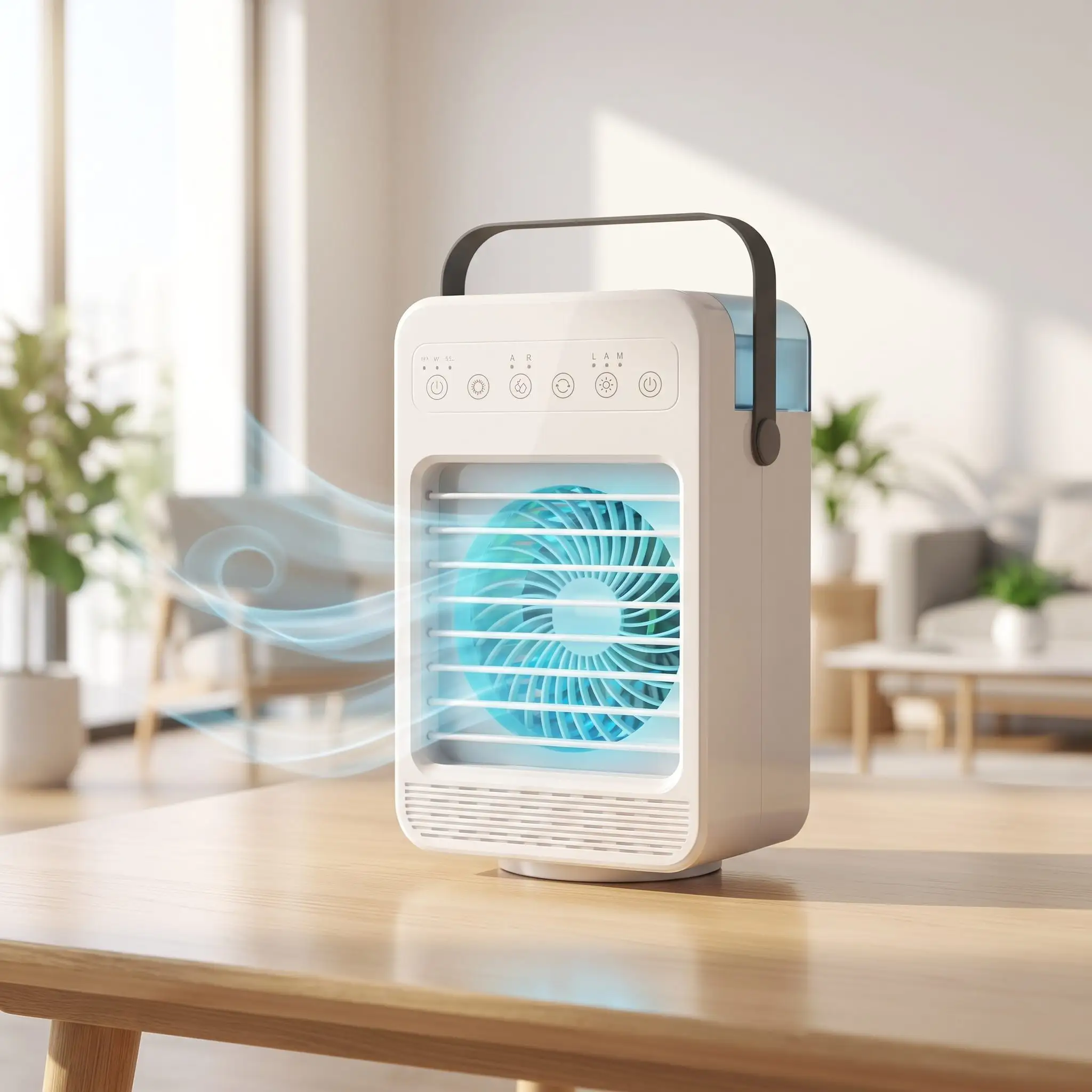 CoolJet air cooler in use at a warm home office desk